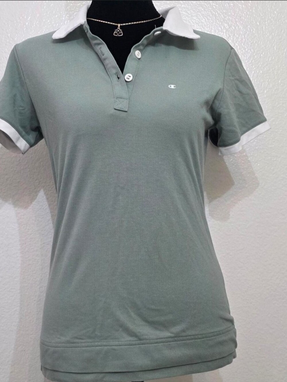 Champion Women's Sage Green Polo with White Trim
